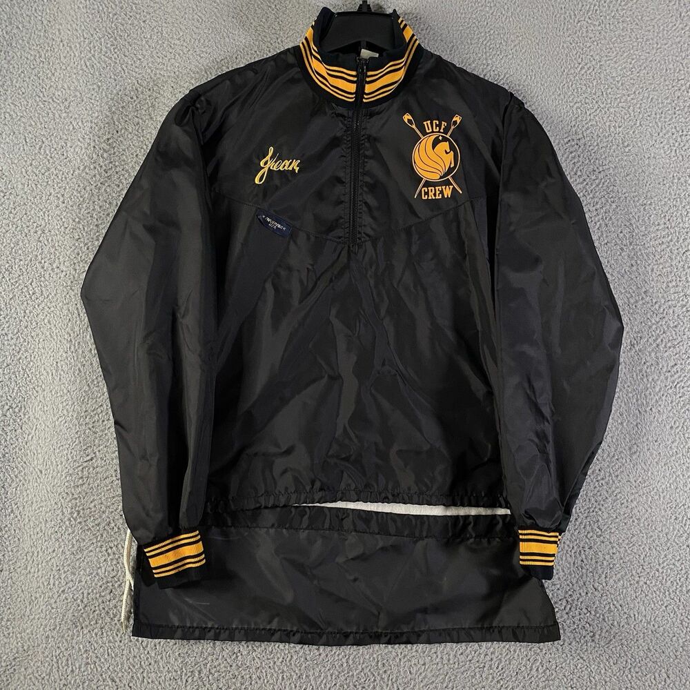 Vintage UCF Knights Crew Jacket Men Large Black Yellow Stevenson USA Rowing 80s